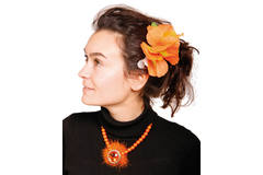 Hawaiian Hair Clip with Orange Flowers