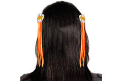 Hair Clip Set Orange with Crown