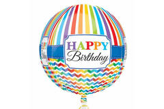 Happy Birthday Foil Balloon Stripes