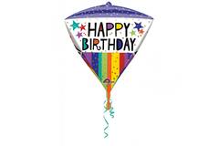 Folieballon Diamondz 'Happy Birthday' Stippen - 38x43 cm 1
