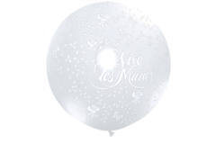 Ballonnen 'Vive Les Mariés' Ivory Pearl 90cm - 2 stuks