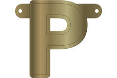 Banner letter p metallic goud