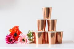Kubki metaliczne w kolorze różowo-złotym 250 ml - 8 sztuk 4
