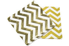 Gold coloured Metallic Napkins Zigzag 33x33 cm - 20 pieces