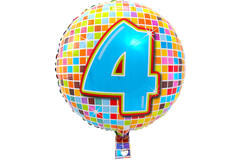 Folieballon 4 Jaar Birthday Blocks Onverpakt - 43cm