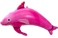 Foil Balloon Dolphin Pink unpacked - 99x70cm