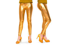 Leggings Metallic-Look Gold - Größe S-M 1
