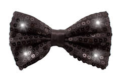 Glitter Bow Tie with LED Black Metallic
