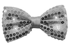Brokatowa muszka z metaliczną srebrną diodą LED