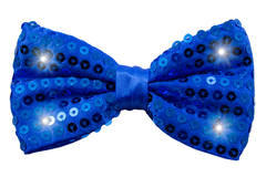 Glitter Bow Tie with LED Blue Metallic