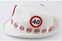 40th Birthday White Trilby Traffic Sign  3