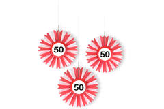 50th Birthday Traffic Sign Honeycomb Fan - 3 pieces