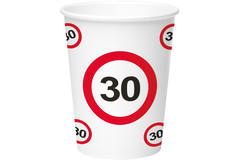 30th Birthday Traffic Sign Paper Cups 350 ml- 8 pieces