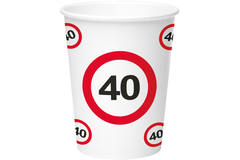 Bicchieri carta per segnali stradali 40 anni 350ml - 8 pz