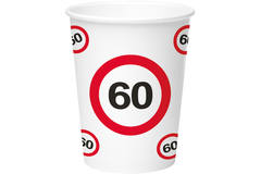 60th Birthday Traffic Sign Paper Cups 350 ml - 8 pieces