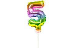 Foil Balloon Cake Topper Rainbow Number 5 - 13cm 1