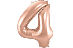 Folieballon Cijfer 4 - Rosé Goud - 86 cm