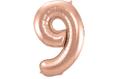 Balon w kształcie cyfry 9 Różowe złoto - 86 cm 1