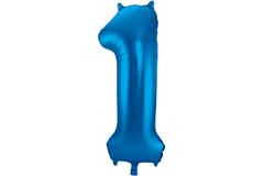 Folieballon Cijfer 1 - Blauw - 86 cm 1