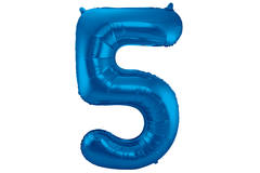 5 Shaped Number Foil Balloon Blue - 86cm