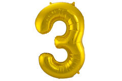 3 Shaped Number Foil Balloon Gold - 86 cm