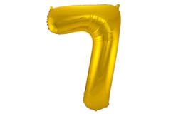 Złoty balon w kształcie cyfry 7 - 86 cm