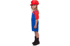 Red Super Plumber Costume for Girls - Size 134-152 2