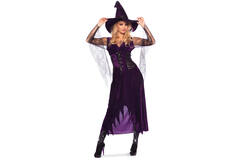 Purple Witch Dress with Hat for Women - Size S-M