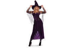 Purple Witch Dress with Hat for Women - Size L-XL