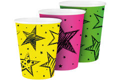 Neon Party Disposable Cups 250 ml - 6 pieces