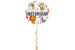 Balon foliowy „Happy Birthday!” Zwierzęta - 45 cm