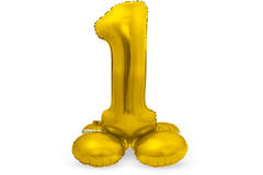 Staande Folieballon Cijfer 1 Goudkleurig - 72 cm