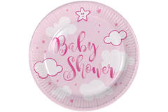 Pink Baby Shower Girl Dishes 18 cm - 8 pieces
