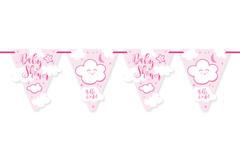 Różowa girlanda z chorągiewkami Baby Shower - 6 m