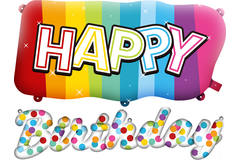 Foil balloons 'Happy Birthday' Rainbow Bday - 2 pieces 1