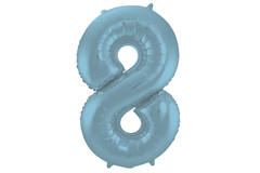 Palloncino Stagnola Numero 8 Blu Pastello Metallizzato Opaco - 86 cm 1