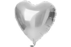 Foil Balloon Heart-shaped Silver - 45 cm