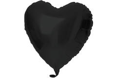 Balon foliowy w kształcie serca Czarny Metaliczne Mat - 45 cm