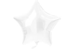 Balon foliowy w kształcie gwiazdy Biały Metaliczne mat - 48 cm