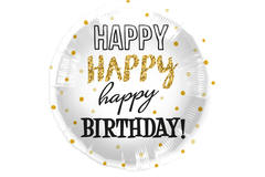 Palloncino foil Happy Birthday Pois Oro - 45 cm