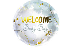 Balon foliowy Welcome Baby Boy niebieski - 45 cm 1