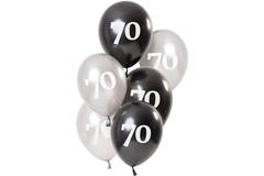 Ballons Glossy Black 70 Jahre 23cm - 6 Stück