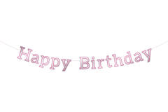 Ghirlanda di lettere Glossy Pink 'Happy Birthday' - 3 metri
