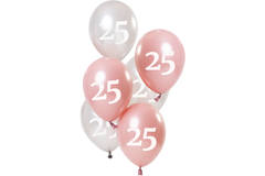 Palloncini Glossy Pink 25 Anni 23cm - 6 pezzi