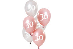 Palloncini Glossy Pink 30 Anni 23cm - 6 pezzi 1