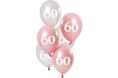 Palloncini Glossy Pink 60 Anni 23cm - 6 pezzi