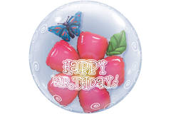 Happy Birthday Flowers Bubbles Balloon - 61 cm 1