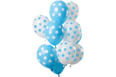 Balloons Polka Dots Blue-White 30cm - 12 pieces