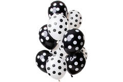 Ballons Punktmuster Schwarz-Weiß 30cm - 12 Stück