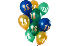 Ballons 18 Jahre Grün-Gold 33cm - 12 Stück 1